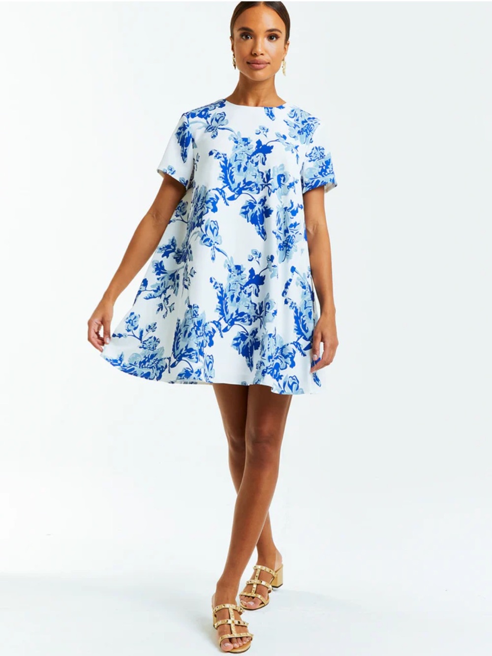 Mestiza Cecily Mini Dress - White & Blue
